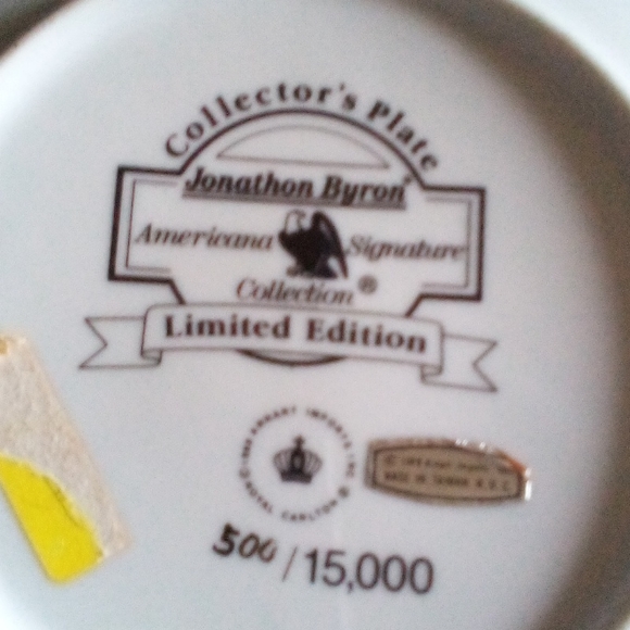 1988 Jonathan Byron Limited Edition Plate Americana Signature Collecti… - Picture 3 of 10